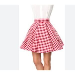 Unique Vintage/ Belsira Circle Skirt Red and White Gingham Sz M # 29